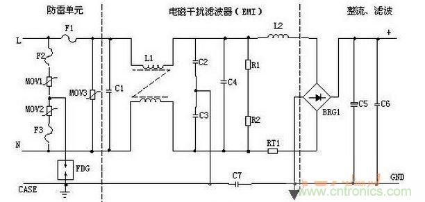 輸入濾波、整流回路原理圖