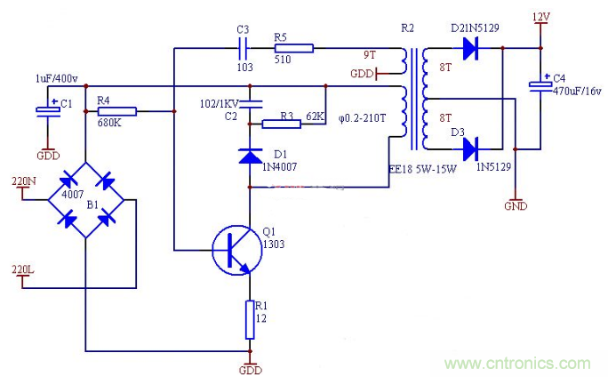 六款簡單的開關(guān)電源電路設(shè)計(jì)，內(nèi)附原理圖詳解