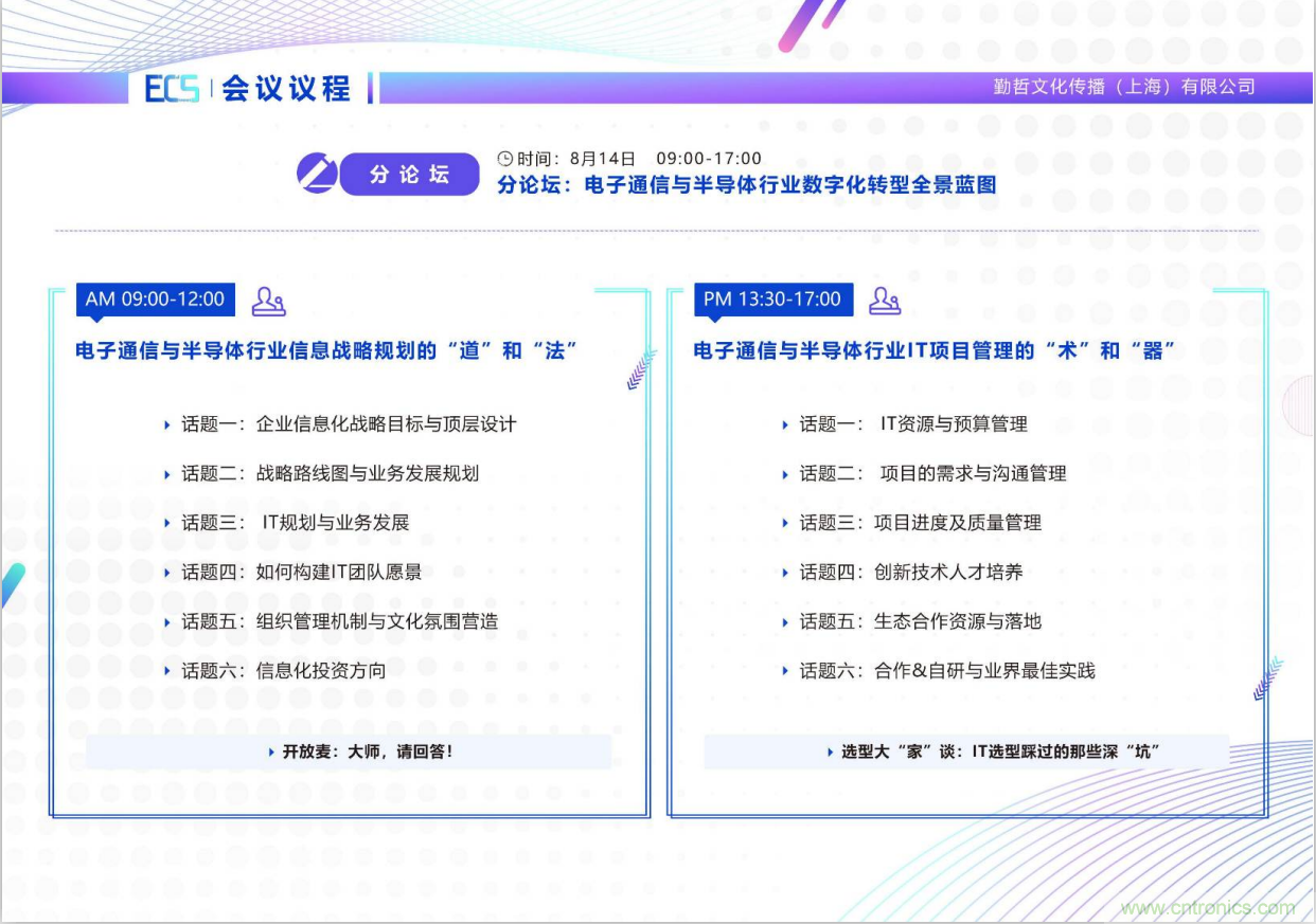 ECS 2020|第二屆中國電子通信與半導體CIO峰會正式啟動！