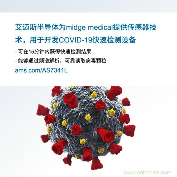 艾邁斯為midge medical提供傳感器技術(shù)，用于開發(fā)COVID-19快速檢測設(shè)備