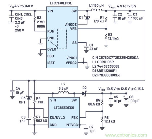 在源電壓5 V至140 V的電氣系統(tǒng)中，如何維持偏置電壓呢？